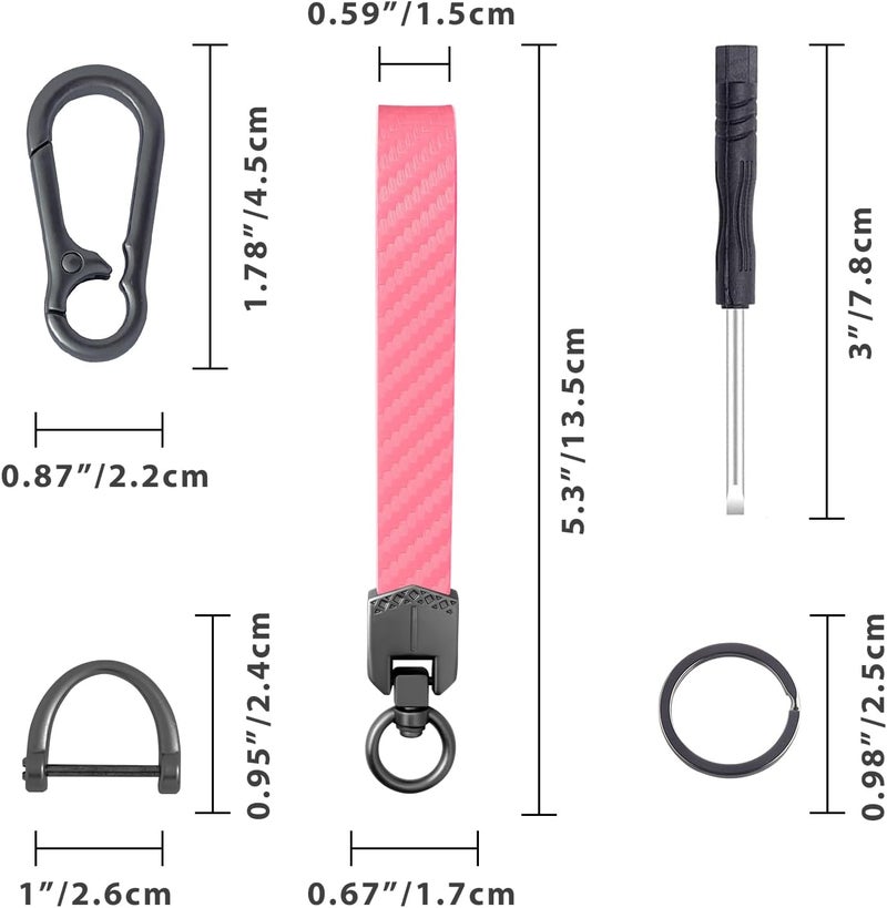OHKYOOT Store Leather Car Keychain,Carabiner Clip Key Fob Keychain for Home Car Keys Women Men - Image 5